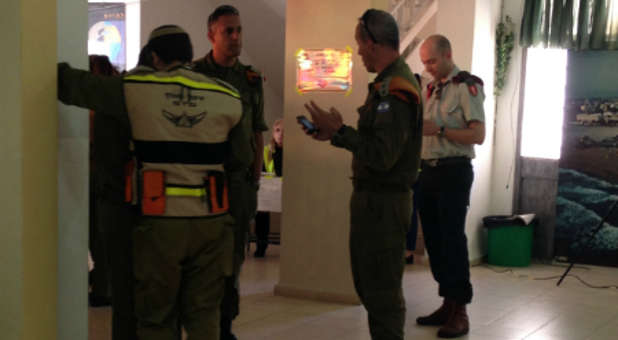 Home Front Command Officers coordinate the chemical assault exercise in Nahariya