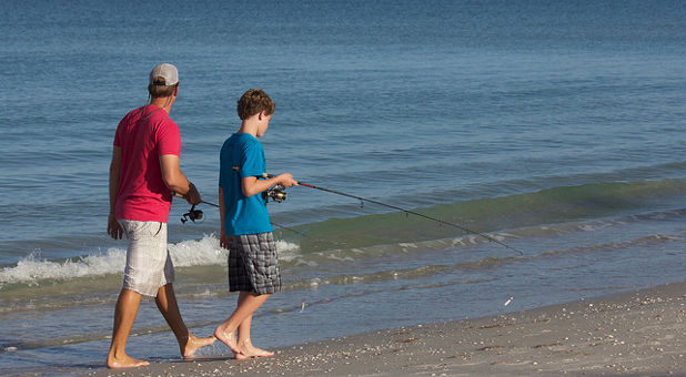 father and son fishing