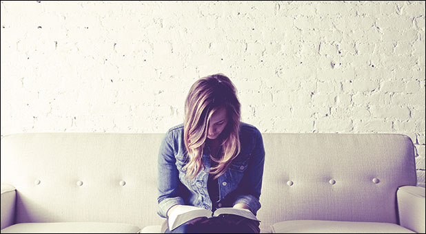 woman reading Bible