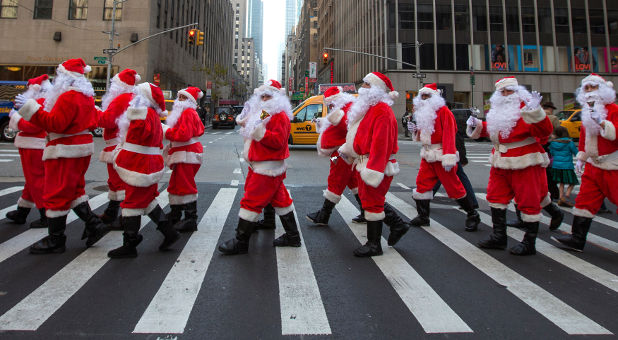 Sidewalk Santa Parade