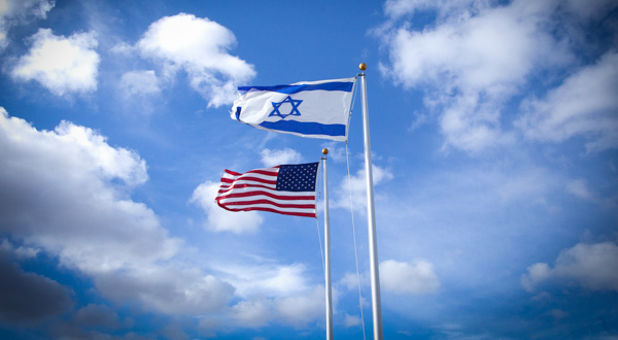 Israeli and American flags