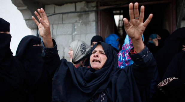 Palestinians at funeral