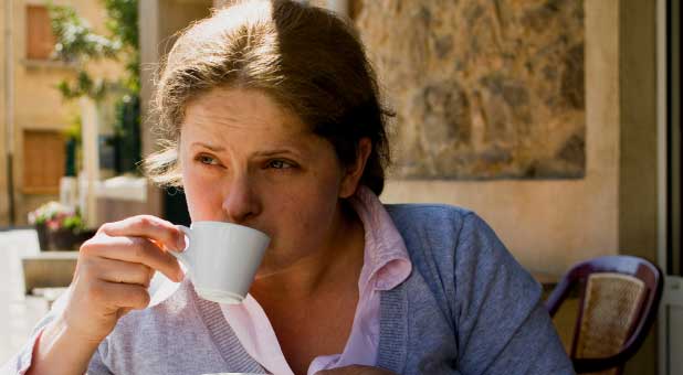 woman drinking coffee