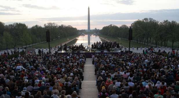 Capital Church hosts an Easter sunrise service each year at the Lincoln Memorial that draws thousands.