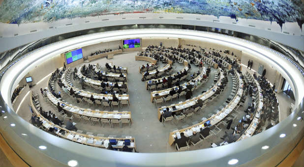 The United Nations' Human Rights Council in Geneva, Switzerland. The UN met with faith leaders this week to discuss the persecution of Christians in the Middle East.