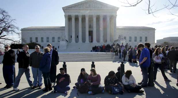 The Supreme Court building. In a recorded appearance on Bloomberg on February 12, 2015, Justice Ginsburg stated that the American people are ready to accept a ruling in favor of same-sex 'marriage.'