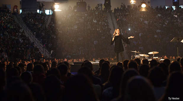 Christine Caine speaks at Liberty University.