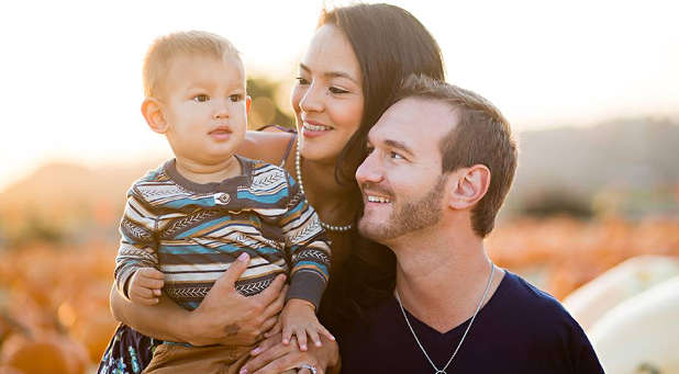 Nick and Kanae Vujicic and their son, Kiyoshi James