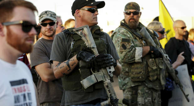 Protestors with guns