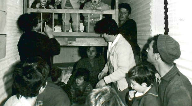 An Israeli family protects itself in a bomb shelter during the Six Day War in 1967.