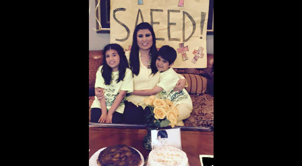 Naghmeh Abedini with her children.