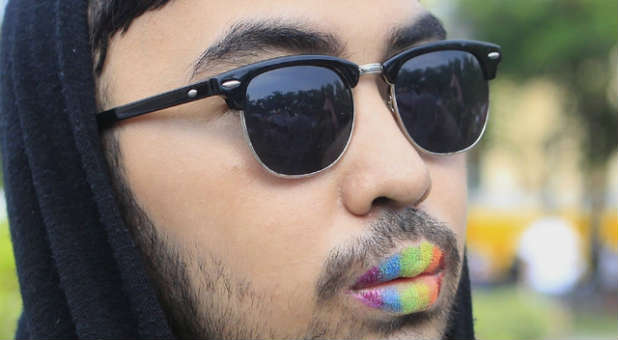 A person at a gay pride event.