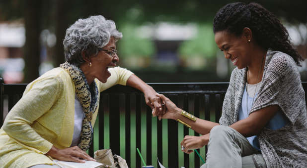 Karen Abercrombie, left, and Priscilla Shirer in