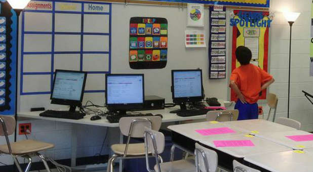 An elementary school classroom.