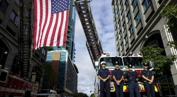 A 9/11 memorial in New York City. A man was arrested for plotting to bomb a similar memorial in Kansas City.