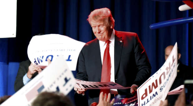 Donald Trump greets supporters in Nashville.