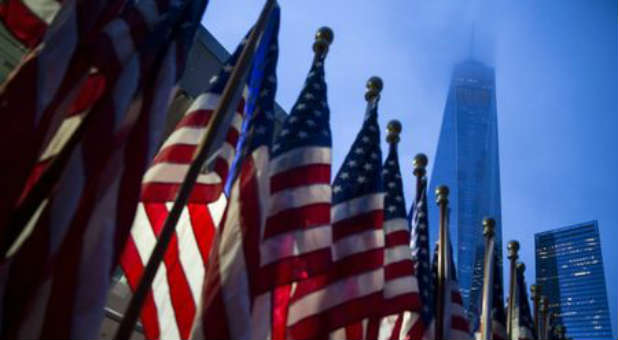 One World Trade Center as seen on the 14th anniversary of 9/11.