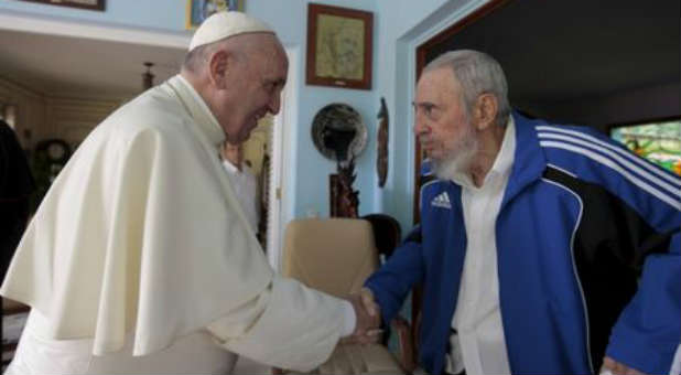 Pope Francis meets with former Cuban leader Fidel Castro.