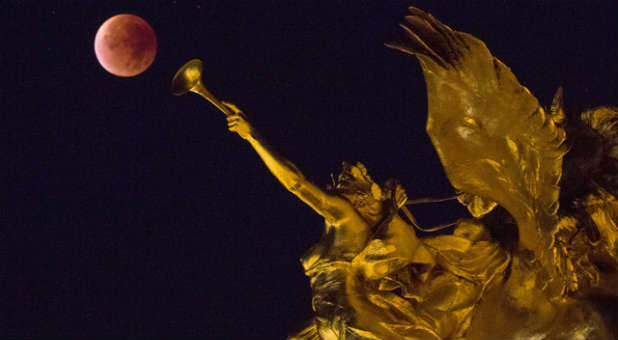 The recent blood moon as seen in Paris, France.