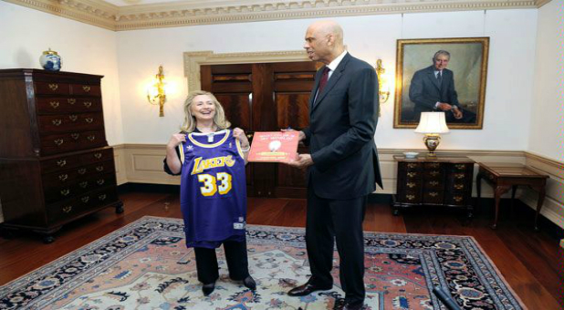 Hillary Clinton and Kareem Abdul-Jabbar