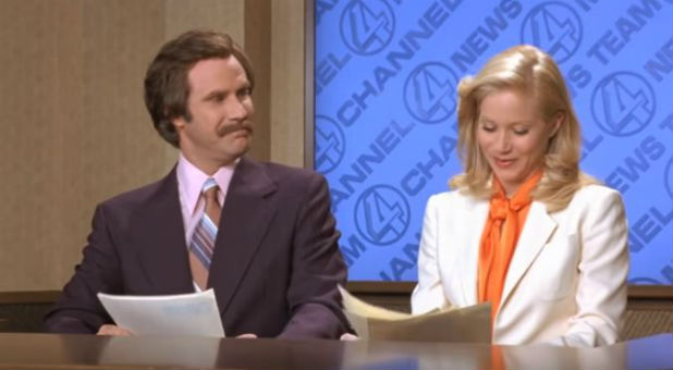 Will Ferrell, left, as Ron Burgundy.