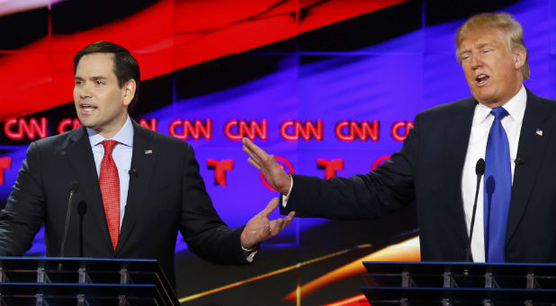 Marco Rubio and Donald Trump during the latest Republican debate.