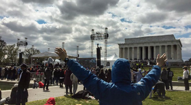 After the rain, sleet and snow ended, blue sky began to peek through a heavy sky. Believing for another great awakening in America.