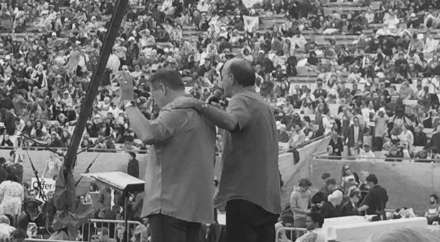 Dutch Sheets and Lou Engle pray during Azusa Now