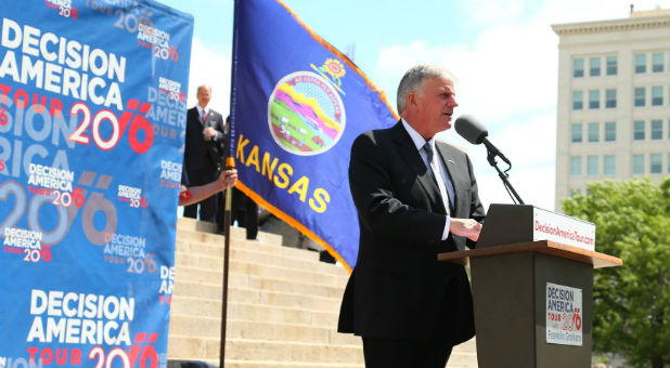 Franklin Graham at his Kansas Decision America Tour stop.