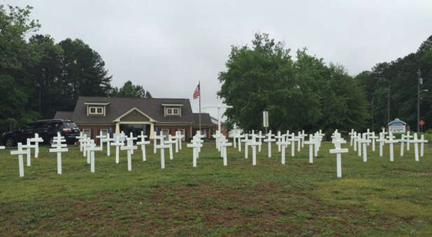 Hiram, Georgia's Memorial Day wooden cross display