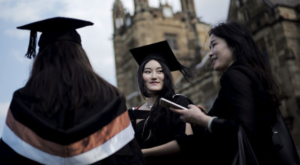 Students after a graduation ceremony