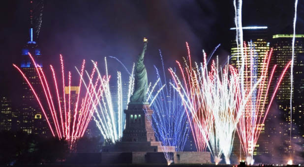 Fireworks at the Statue of Liberty