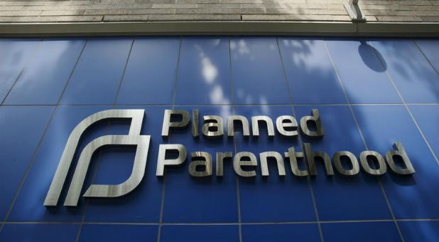 A sign is pictured at the entrance to a Planned Parenthood building in New York.