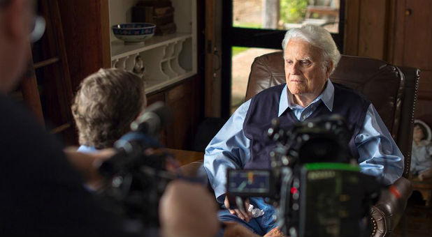 Billy Graham during the taping of