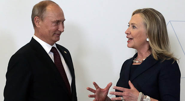 Hillary Clinton and Vladimir Putin