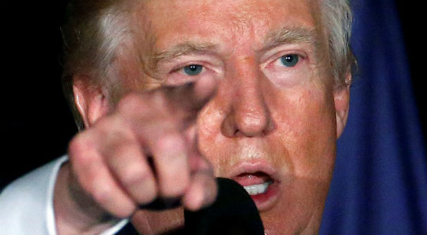 Republican presidential nominee Donald Trump speaks at a campaign rally in Manchester, New Hampshire, U.S.