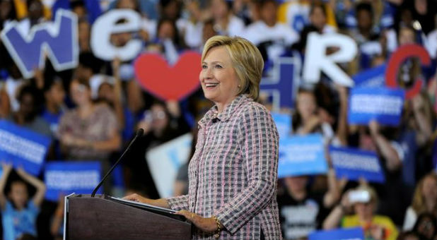 U.S. Democratic presidential candidate Hillary Clinton speaks during a campaign rally at the Omaha North High Magnet School in Omaha, Nebraska