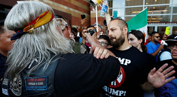 Trump Supporter and Protester