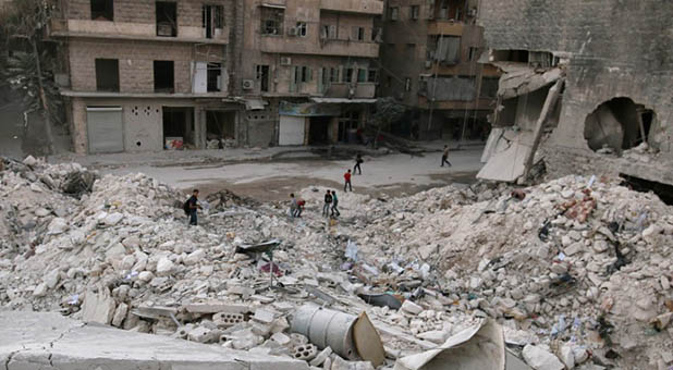 Bombed Out Neighborhood in Aleppo, Syria