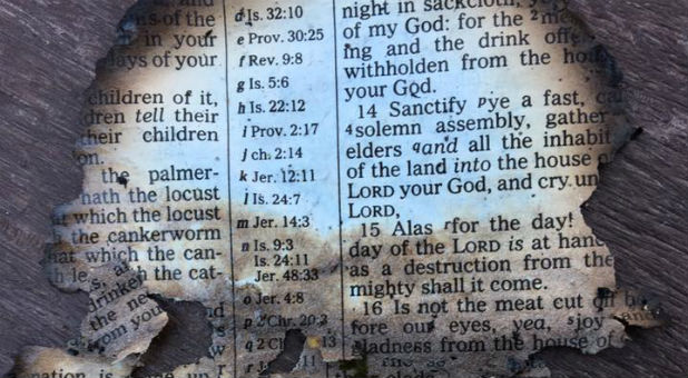 A Dollywood employee found this page from a Bible among the damage.