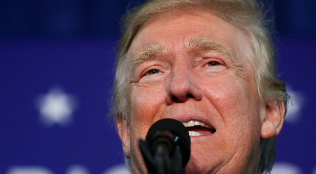 Republican presidential nominee Donald Trump speaks during a campaign rally in Leesburg