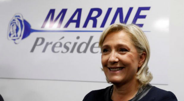 French far-right party leader Marine Le Pen said on Wednesday that her election as president next year would form a trio of world leaders with U.S. President-elect Donald Trump and Russia's Vladimir Putin that