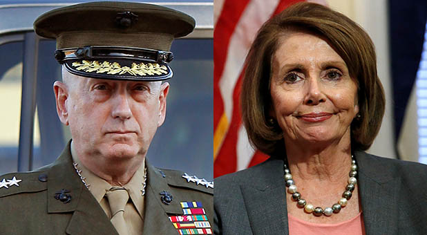 Gen. James Mattis and House Minority Leader Nancy Pelosi