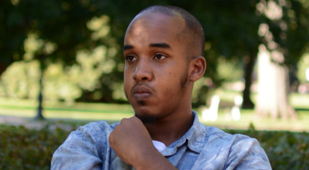 Abdul Razak Artan, a third-year student in logistics management, sits on the Oval in an August 2016 photo provided by The Lantern, student newspaper of Ohio State University in Columbus, Ohio.