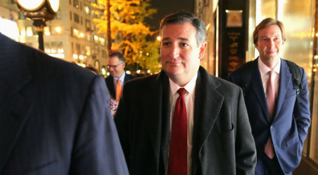 Senator Ted Cruz (R-TX) departs Donald Trump's Trump Tower in New York City.