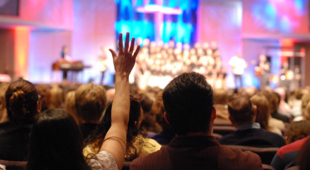 A worship service at a megachuch.