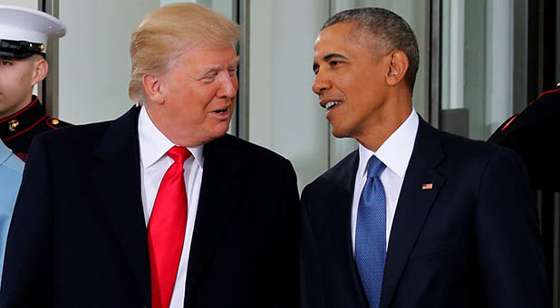 Presidents Donald Trump and Barack Obama