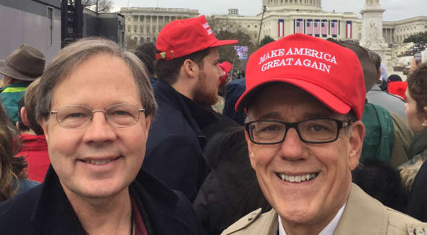 Supporters wait for Donald Trump.