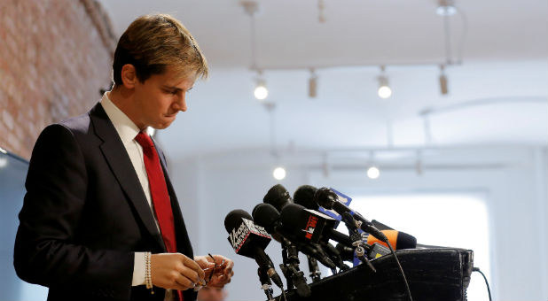 Milo Yiannopoulos addresses the media during a news conference in New York