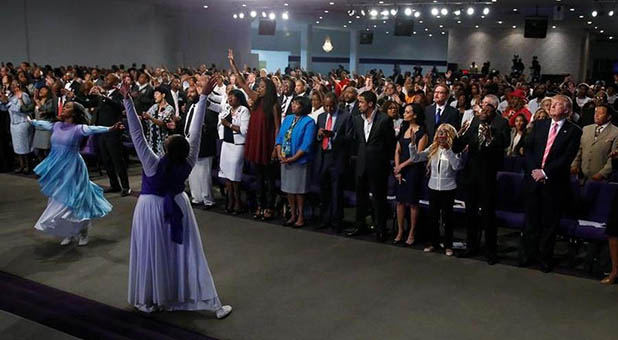 President Donald Trump at Detroit church service